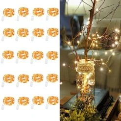 LEDIKON 20 Pack LED Fairy Lights Battery Operated String Lights - 3.3ft 20 LED,Copper Wire Warm White | Wedding,Party Centerpieces,Table Decor | DIY Crafts,Graduation,Home Decor | Mason Jars Décor