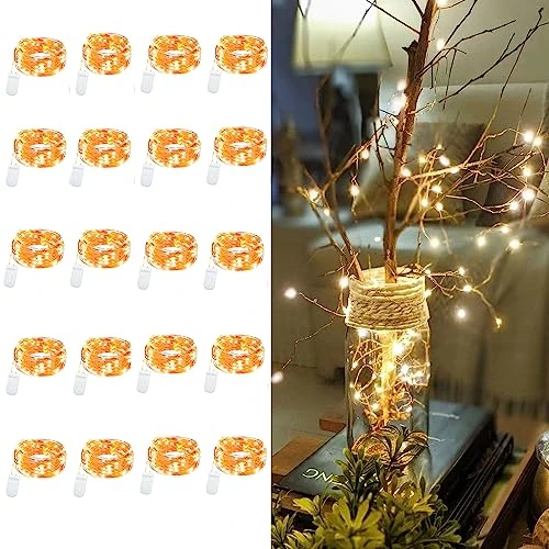 LEDIKON 20 Pack LED Fairy Lights Battery Operated String Lights - 3.3ft 20 LED,Copper Wire Warm White | Wedding,Party Centerpieces,Table Decor | DIY Crafts,Graduation,Home Decor | Mason Jars Décor 1 LEDIKON 20 Pack LED Fairy Lights Battery Operated String Lights - 3.3ft 20 LED,Copper Wire Warm White | Wedding,Party Centerpieces,Table Decor | DIY Crafts,Graduation,Home Decor | Mason Jars Décor