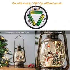 Christmas Musical Snow Globe Lantern Spinning Water Glittering Snowman With Holiday Tree Scene, Battery & USB Powered Light For Home Decoration 11 Christmas Musical Snow Globe Lantern Spinning Water Glittering Snowman With Holiday Tree Scene, Battery & USB Powered Light For Home Decoration -Department 56 Shop 51oKdkqKu3L