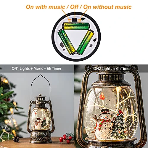 Christmas Musical Snow Globe Lantern Spinning Water Glittering Snowman With Holiday Tree Scene, Battery & USB Powered Light For Home Decoration 6 Christmas Musical Snow Globe Lantern Spinning Water Glittering Snowman With Holiday Tree Scene, Battery & USB Powered Light For Home Decoration - Image 6