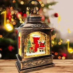 TURNMEON Christmas Snow Globe Lantern Decoration Timer 8 Musical Singing Lighted Water Glittering Santa Elk Lantern Snow Globes USB Or Battery Powered Christmas Decoration Indoor Home Decor Gift