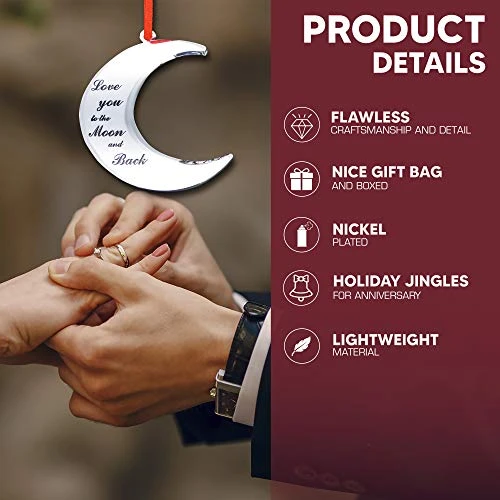 Holiday Jingle Love You To The Moon And Back Stunning Christmas Tree Ornament – Couples Baby’s Christmas Decoration – 4 X 3.25-inch Moon Ornament – With Ribbon 3 Holiday Jingle Love You To The Moon And Back Stunning Christmas Tree Ornament – Couples Baby’s Christmas Decoration – 4 X 3.25-inch Moon Ornament – With Ribbon - Image 3