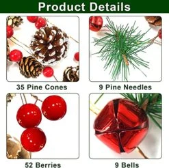 [ Timer ] 9FT Prelit Christmas Garland With Lights Battery Operated Garland String Lights 30LED Warm White Lights 52 Red Berries 35 Pinecones Christmas Decorations Indoor Outdoor Xmas Home Decor -Department 56 Shop 51oiWbNM50L
