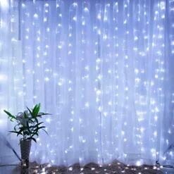 Window Curtain String Lights 20 Feet 600 Led Fairy Twinkle Lights With Remote, Timer, 8 Modes For Room Wedding Party Backdrop Outdoor Indoor Decoration, Warm White, Unconnectable, Curtain Not Included -Department 56 Shop 51pKhKY1zL. AC