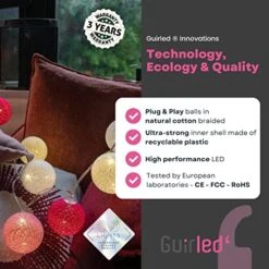 GuirLED Nomads - ﻿String Light Garland LED USB - Fairy Light - Baby Nightlight 2h - AC Adapter Included - 3 Intensities 24 Cotton Balls - 7.87ft 2.4m - Tagada -Department 56 Shop 51pc1gXpVKL