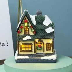 Ochine Christmas Village Light Up House Resin Christmas Scene Village Houses Town Winter Snow Village With LED Light Battery Operate Christmas Ornament Xmas Gift Holiday Tabletop Decorations -Department 56 Shop 51pjJcY3uoL. AC