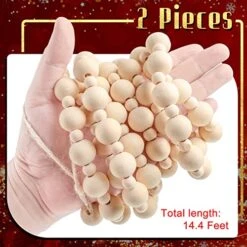 2 Pcs/ 14.4 Feet Christmas Wooden Beads Garland Xmas Wooden Tree Beads Rustic Round Craft Decorative Christmas Tree Farmhouse Decor Boho Vintage Garland For Christmas Decoration Supplies (Wood) -Department 56 Shop 51q3dRxYSTL