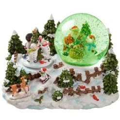 WeRChristmas Santa & Snowman Scene Musical Animated Snow Globe Christmas Decoration-22cm, Multicolour
