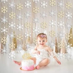 Winter Christmas Snowflake Hanging Decorations, Glitter Silver White Champagne Snowflakes Hanging Garland Christmas Party Decorations For Winter Wonderland Boys Girls Birthday Party Decorations -Department 56 Shop 51qL8VI5nqL
