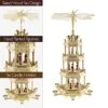 Clever Creations Brown Four Tier Carousel 22 Inch Traditional Wooden Christmas Pyramid Decoration, Festive Christmas Décor For Shelves And Tables