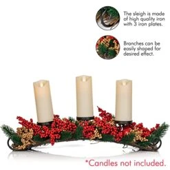 Ornativity Christmas Décor Candle Holder – Xmas Themed Candle Holder Centerpiece Decorations With Red And Gold Berries And Evergreens -Department 56 Shop 51qVcPIUOCL