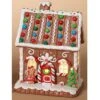 One Holiday Way 7.5-Inch Light Up LED Christmas Faux Gingerbread House Figurine With Woman And Candy Accents – Prebuilt Lighted Village Decoration – Xmas Tabletop Home Decor