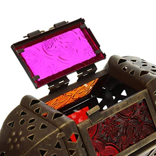 GKanMore 2Pcs Hanging Candle Lantern Retro Moroccan Candle Holder Hollow Metal Glass Candle Holder Lantern With 15.7" Hanging Chain For Home Patio Christmas Decorations (Bronze, Pack Of 2) 4 GKanMore 2Pcs Hanging Candle Lantern Retro Moroccan Candle Holder Hollow Metal Glass Candle Holder Lantern With 15.7" Hanging Chain For Home Patio Christmas Decorations (Bronze, Pack Of 2) - Image 4