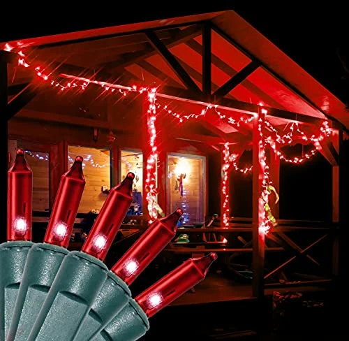 100 Red Christmas Lights, Green Wire 20.6 Feet Long String Lights Set For Outdoor Indoor Décor, Valentines Day, Wedding, Halloween, Christmas Trees, Holiday Lighting Decorations, UL Certified 4 100 Red Christmas Lights, Green Wire 20.6 Feet Long String Lights Set For Outdoor Indoor Décor, Valentines Day, Wedding, Halloween, Christmas Trees, Holiday Lighting Decorations, UL Certified - Image 4