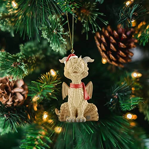 Baby Beige Dragon Christmas Tree Ornament Holiday Collectible Santa Figurine … 4 Baby Beige Dragon Christmas Tree Ornament Holiday Collectible Santa Figurine … - Image 4