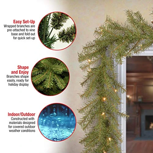 National Tree Company Pre-Lit Artificial Christmas Garland, Green, Norwood Fir, White Lights, Plug In, Christmas Collection, 9 Feet 3 National Tree Company Pre-Lit Artificial Christmas Garland, Green, Norwood Fir, White Lights, Plug In, Christmas Collection, 9 Feet - Image 3