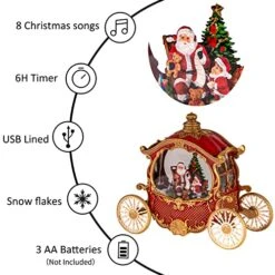 Christmas Snow Globes,Christmas Carriage Snow Globe With 8 Music & Timer, Battery Or USB Cable Powered Operated Glittering For Christmas Table Centerpiece Decoration.Gift- Santa,Christmas Tree 15 Christmas Snow Globes,Christmas Carriage Snow Globe With 8 Music & Timer, Battery Or USB Cable Powered Operated Glittering For Christmas Table Centerpiece Decoration.Gift- Santa,Christmas Tree -Department 56 Shop 51rA6XhSJNL