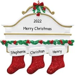 Personalized Family Christmas Ornament 2022 - Family Ornament 2022 Family Of 3-1st Christmas Stocking Ornaments Family Of 3 First Christmas Stocking Ornament 2022 - Free Customization -Department 56 Shop 51rBaBuxpL. AC