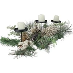 Northlight 24" Long Needle Pine And Berries Christmas Candle Holder -Department 56 Shop 51rFbu6WMrL