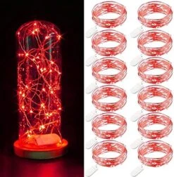 JETENCN 12 Pack 6.9ft 20 LED Fairy Lights Battery Operated, Waterproof Copper Wire Lights, Mini String Lights Firefly Starry Lights For Christmas Wedding Party Mason Jar Decoration (Warm White) -Department 56 Shop 51rMvL5bBL. AC
