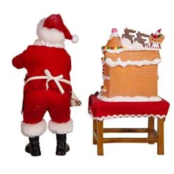 Kurt Adler 10.5-Inch Battery-Operated Fabriche Santa Decorating LED Gingerbread House Table Piece (JEL1203) -Department 56 Shop 51rZPXJ5XcL