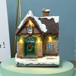 Ochine Christmas Village Light Up House Resin Christmas Scene Village Houses Town Winter Snow Village With LED Light Battery Operate Christmas Ornament Xmas Gift Holiday Tabletop Decorations -Department 56 Shop 51rpyGYqvjL. AC