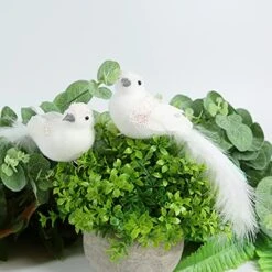 Ogrmar 12Pack Artificial Birds Ornaments Handmade Christmas Artificial Dove Birds With Sequins Clip On Christmas Tree For Christmas Tree Wreaths Garland Decorations(White) -Department 56 Shop 51rv9ZzXdFL