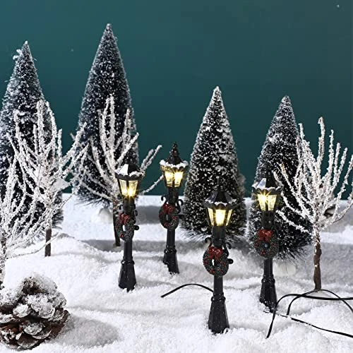 Coume Christmas Tree Snow Covered Branch Village Tree Artificial Christmas Village Displays Tree With Christmas Lamp Post Lantern For Christmas Winter House Holiday Decor (Elegant Style, 12 Pieces) 5 Coume Christmas Tree Snow Covered Branch Village Tree Artificial Christmas Village Displays Tree With Christmas Lamp Post Lantern For Christmas Winter House Holiday Decor (Elegant Style, 12 Pieces) - Image 5