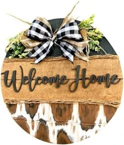 Porch Welcome Signs Funny Door Hanger Farmhouse Door Hanger Rustic Welcome Sign Spring Festival Wooden Hanging Sign Valentine Door Hangers (Brown, One Size) -Department 56 Shop 51s73yKfOIL. AC