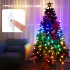 Rainbow Fairy String Curtain Lights With Touch Dimmer Switch, Hanging LED Icicle Rainbow Lights Curtain For Girls Bedroom, Teen Room, Kids Room, Unicorn Room, Birthday, Holiday Décor (Rainbow) -Department 56 Shop 51s82DBHfgL