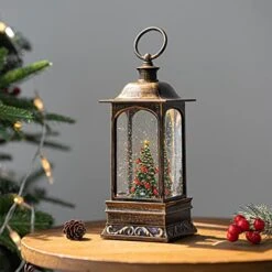 10'' Lighted Christmas Tree Cardinals Snow Globe Water Lantern With Swirling Glitter Decoration For Christmas Home, Living Room, Battery Operated Or USB Powered -Department 56 Shop 51sCqA44VtL