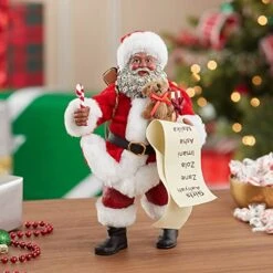Kurt Adler 10.5" Fabriche' Black Santa With List And Candy Cane -Department 56 Shop 51sE4lcnYHL