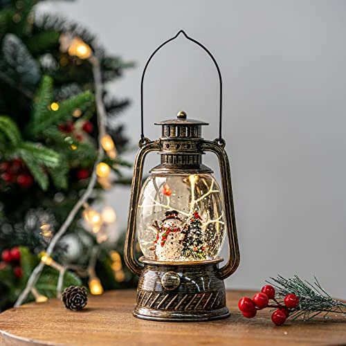 Christmas Musical Snow Globe Lantern Spinning Water Glittering Snowman With Holiday Tree Scene, Battery & USB Powered Light For Home Decoration 5 Christmas Musical Snow Globe Lantern Spinning Water Glittering Snowman With Holiday Tree Scene, Battery & USB Powered Light For Home Decoration - Image 5