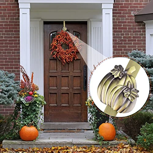 Fovths Metal Wreath Hanger 14.5 Inches Wreath Hook With Pumpkin Interchangeable Icons Wreath Hanger For Front Door Metal Wreath Hook Thanksgiving Autumn Christmas Decorations (Green Bronze, Pumpkin) 5 Fovths Metal Wreath Hanger 14.5 Inches Wreath Hook With Pumpkin Interchangeable Icons Wreath Hanger For Front Door Metal Wreath Hook Thanksgiving Autumn Christmas Decorations (Green Bronze, Pumpkin) - Image 5