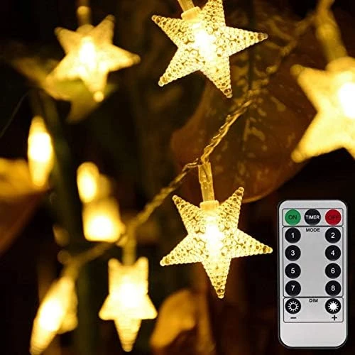 Homeleo Warm White 50 Led Star Fairy Lights With Remote Control, Battery Powered Five-Pointed Star String Lights 6 Homeleo Warm White 50 Led Star Fairy Lights With Remote Control, Battery Powered Five-Pointed Star String Lights - Image 6