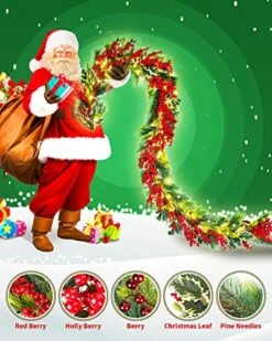DDHS Christmas Garland,9FT Artificial Garland Christmas Decorations With 60 LED Lights Red Berry For Mantle Fireplace, Indoor, Outdoor, Green Pre Lit Christmas Collection Decor-Warm 8 DDHS Christmas Garland,9FT Artificial Garland Christmas Decorations With 60 LED Lights Red Berry For Mantle Fireplace, Indoor, Outdoor, Green Pre Lit Christmas Collection Decor-Warm -Department 56 Shop 51sr9uN28eL