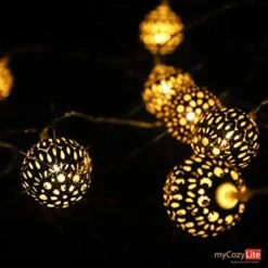 Moroccan String Lights Gold Plug In 20 LED Globe String Lights For Wedding Party, Home Decor, Classroom, Birthday, Christmas, Indoor Outdoor, Metal Orbs, 8 Functions, Timer, Connectable, 10 Ft -Department 56 Shop 51tMrMRGowL. AC