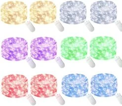 10 Pack Pastel Fairy Lights Battery Operated String Lights With 30 LEDs 10Feet/3M Silver Wire Starry Light For Party Christmas Costume Wedding Easter Table Decor(Rainbow) -Department 56 Shop 51tf38Krk7L. AC