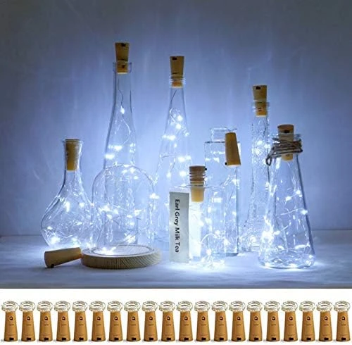 Decorman Wine Bottle Cork Lights, 20 Pack 20 LED Warm White Cork Shape Silver Copper Wire LED Starry Fairy Mini String Lights For DIY/Decor/Party/Wedding/Christmas/Halloween 9 Decorman Wine Bottle Cork Lights, 20 Pack 20 LED Warm White Cork Shape Silver Copper Wire LED Starry Fairy Mini String Lights For DIY/Decor/Party/Wedding/Christmas/Halloween - Image 9