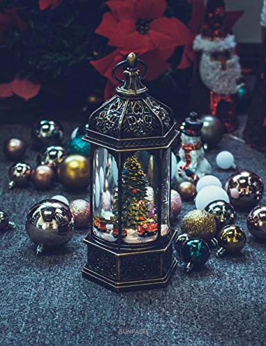 Christmas Snow Globe Lantern 11",USB & Battery Operated Lighted Swirling Glitter Water Lantern With Timer For Christma Home Decoration (Trees) 4 Christmas Snow Globe Lantern 11",USB & Battery Operated Lighted Swirling Glitter Water Lantern With Timer For Christma Home Decoration (Trees) - Image 4