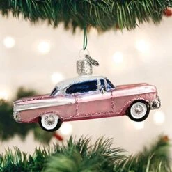Old World Christmas Glass Blown Ornament Classic Car (46023) , Pink