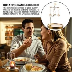 Lurrose Christmas Carousel Candle Holder Tea Light Holder Metal Rotary Spinning Candle Cup EIK Metal Candlestick For Party Home Office Festival