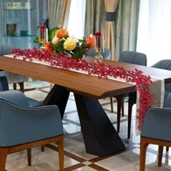 TURNMEON 6 Foot Christmas Garland Christmas Decorations Red Berries Garland Pine Cones Bristle Pine Garland Xmas Decor Indoor Outdoor Home Mantle Fireplace Holiday -Department 56 Shop 51vET2os33L