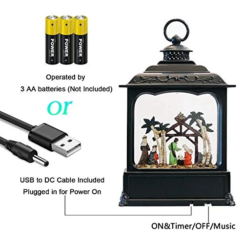 GenSwin Nativity Musical Lighted Water Lantern Christmas Snow Globe With 6 Hour Timer, Battery Operated & USB Powered Singing Swirling Glitter Snow Globe Lantern Christmas Holiday Home Decor Gift(11”) 5 GenSwin Nativity Musical Lighted Water Lantern Christmas Snow Globe With 6 Hour Timer, Battery Operated & USB Powered Singing Swirling Glitter Snow Globe Lantern Christmas Holiday Home Decor Gift(11”) - Image 5