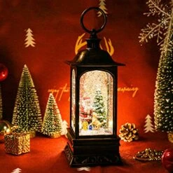 Snow Globe Christmas With Timer, Santa Claus Decoration LED Lantern With Glitter Great And Home Decoration (No Music) -Department 56 Shop 51vkaotUOJL