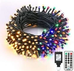 Brizled Christmas Lights, 65.67ft 200 LED Color Changing Tree Lights 11-Function Warm White & Multicolor Christmas Lights, Connectable 24V Safe Adapter Remote Decorative Lights String For Xmas Party -Department 56 Shop 51vnaGcG7xL. AC