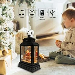 GOOSH Lighted Christmas Snow Globe Lantern, Santa Claus With Gift, Reindeer In Musical Decoration With Battery Operated LED Water Glittering Music Playing With 6H Timer, Christmas Home Décor And Gift… -Department 56 Shop 51vwlfwVpWS