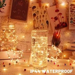 Revone 24 Pack LED Fairy Lights Battery Operated 7Ft 20Led Warm White Mini String Lights Waterproof Christmas Lights For Mason Jars Bedroom DIY Party Wedding Multi-Colored -Department 56 Shop 51wDFDXMu2L