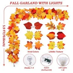 2 Pack Fall Decor Maple Leaves Garland With Lights Battery Operated Fall Thanksgiving Decorations Garland For Home Porch Front Door Table Mantle Outdoor Autumn Harvest Halloween Decor, 11.8Ft 40LED 9 2 Pack Fall Decor Maple Leaves Garland With Lights Battery Operated Fall Thanksgiving Decorations Garland For Home Porch Front Door Table Mantle Outdoor Autumn Harvest Halloween Decor, 11.8Ft 40LED -Department 56 Shop 51wHUZ0xzIL