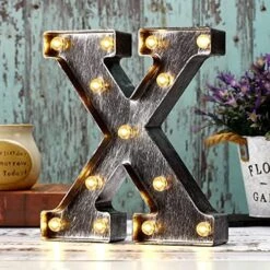 Retro Led Marquee Letter Lights - Industrial, Vintage Style Light Up Letters Alphabet Sign For Cafe Wedding Birthday Party Christmas Lamp Home Bar Initials Decor - E -Department 56 Shop 51xE74y2GEL. AC